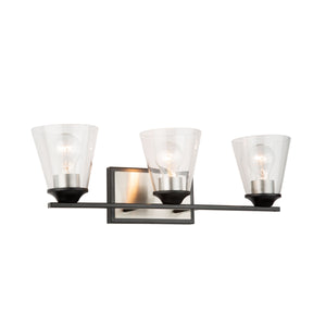 Wheaton 3 Light Wall Light in Black & Brushed Nickel