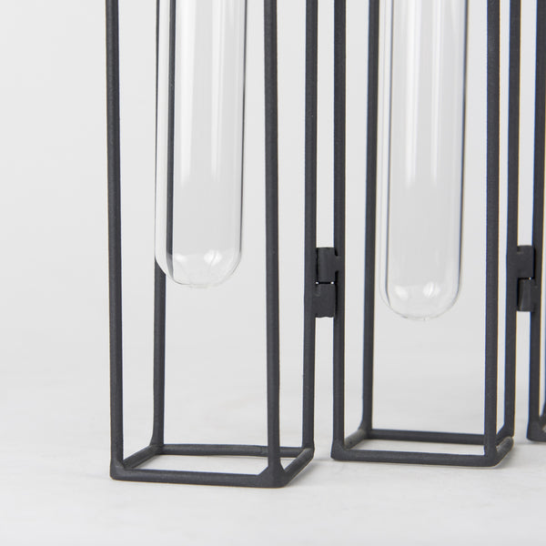 Mila 13.4L x 2.5W x 11.0H Metal and Glass Decorative Accent