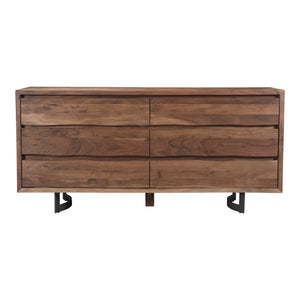 Moe's Bent Dresser with 6 Drawers in Acacia Wood