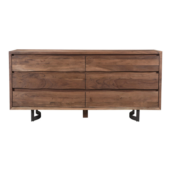 Moe's Bent Dresser with 6 Drawers in Acacia Wood