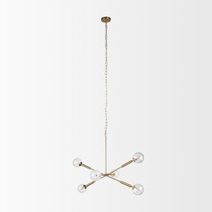 Britton Gold Metal w/ Clear Glass Globes 6-Light Chandelier