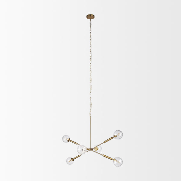 Britton Gold Metal w/ Clear Glass Globes 6-Light Chandelier