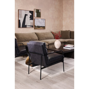 Moe's Verlaine Armchair in Raven Black Leather
