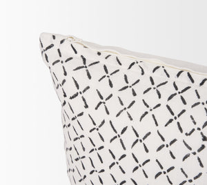 Jayden Cream w/ Black Print Linen Lumbar Decorative Pillow Cover