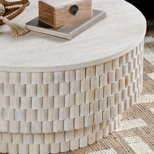 Norwood Solid Wood Round Coffee Table - Coastal White