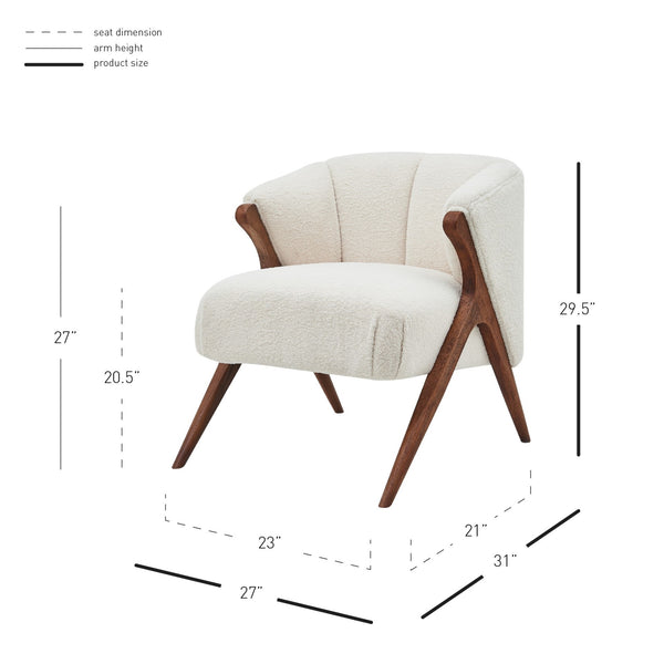 Florence Fabric Accent Chair In Shearling Beige