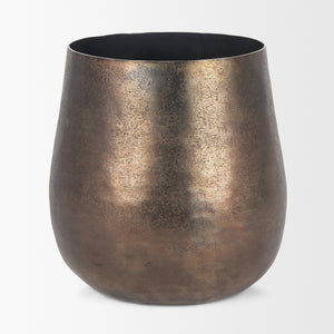 Quade Large Textured Gold Metal Planter