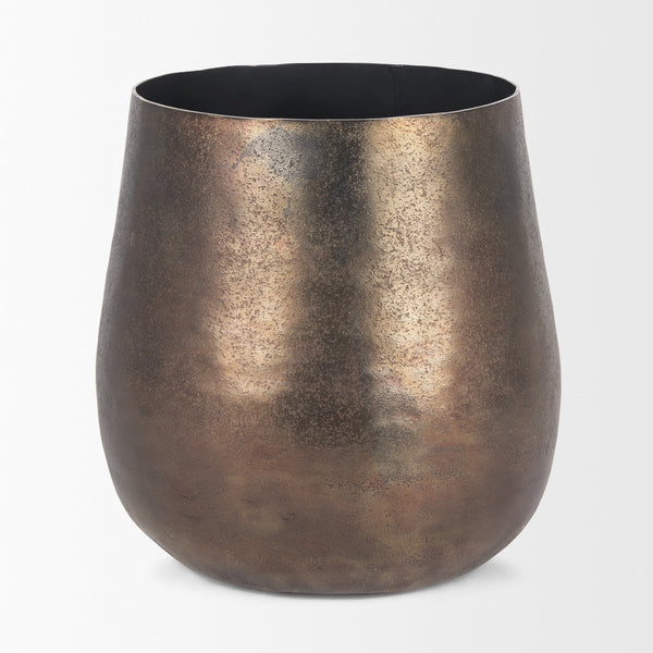 Quade Large Textured Gold Metal Planter