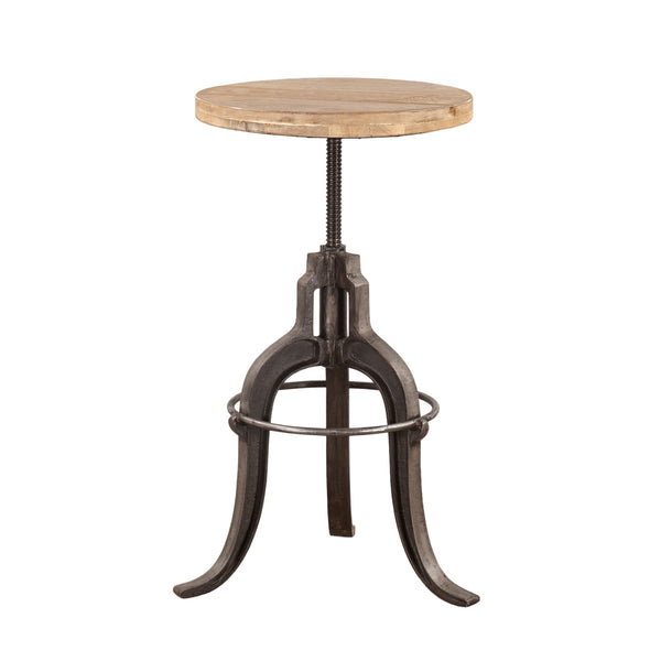 Industrial Teak Adjustable Reclaimed Wood Stool, Oiled Teak