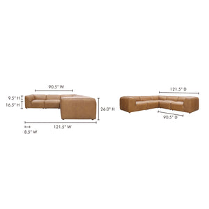 Moe's Form L-Shaped Modular Sectional in Sonoran Tan Leather