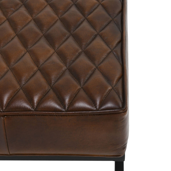 Bruno Leather Rectangle Stool - Rustic Brown