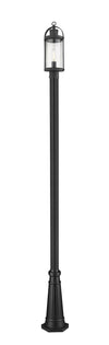 Roundhouse 1 Light Outdoor Post Mounted Fixture in Black Finish