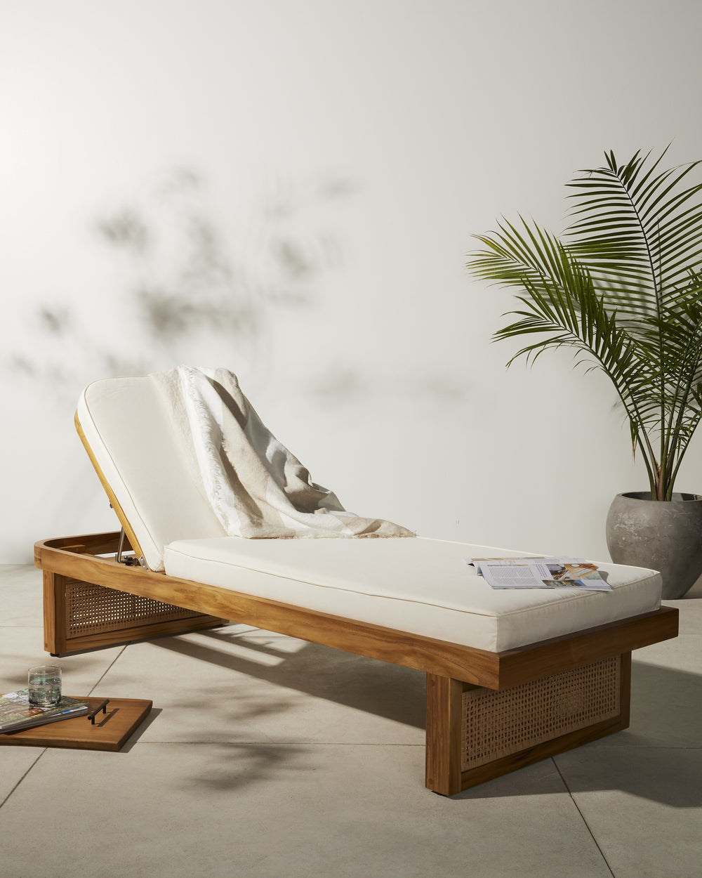 Merit Outdoor Chaise Lounge In Natural Teak