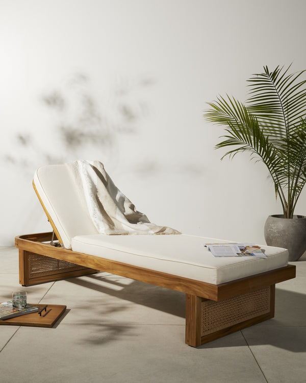 Merit Outdoor Chaise Lounge In Natural Teak