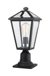 Talbot 1 Light Outdoor Pier Mounted Fixture in Black Finish