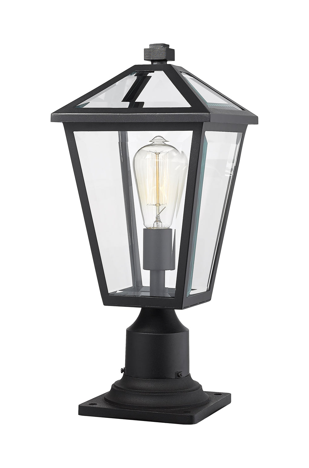 Talbot 1 Light Outdoor Pier Mounted Fixture in Black Finish