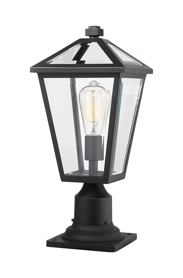 Talbot 1 Light Outdoor Pier Mounted Fixture in Black Finish