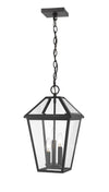 Talbot 3 Light Outdoor Chain Mount Ceiling Fixture in Black Finish