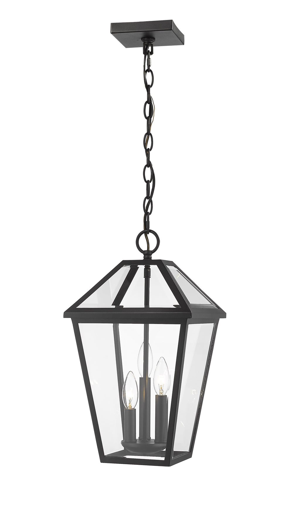 Talbot 3 Light Outdoor Chain Mount Ceiling Fixture in Black Finish