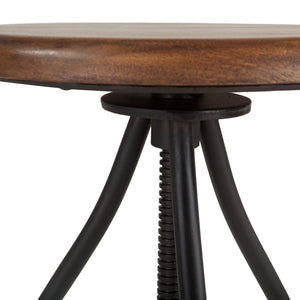 Industrial Loft Acacia Wood Adjustable Bar Stool