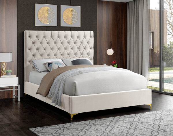 Robin Full Bed In Cream Velvet