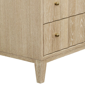 THREE DRAWER SIDE TABLE WITH FLUTED DETAIL IN CERUSED OAK