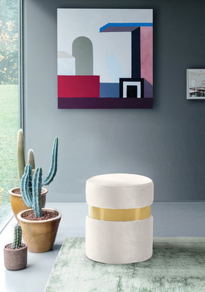 Reginald Ottoman/Stool In Cream Velvet