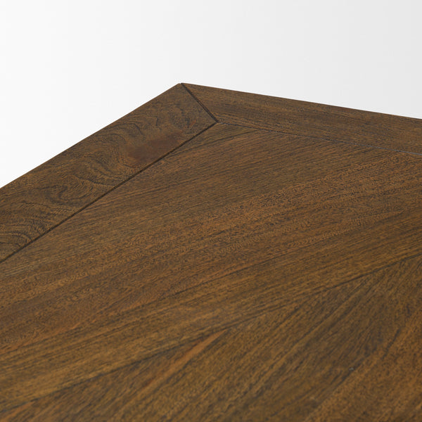 Maxton II 79x39 Rectangular Brown Solid Wood Top Dark Gunmetal Base Dining Table