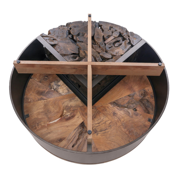 Brizo Reclaimed Teak Coffee Table, Natural/Nightfall Black