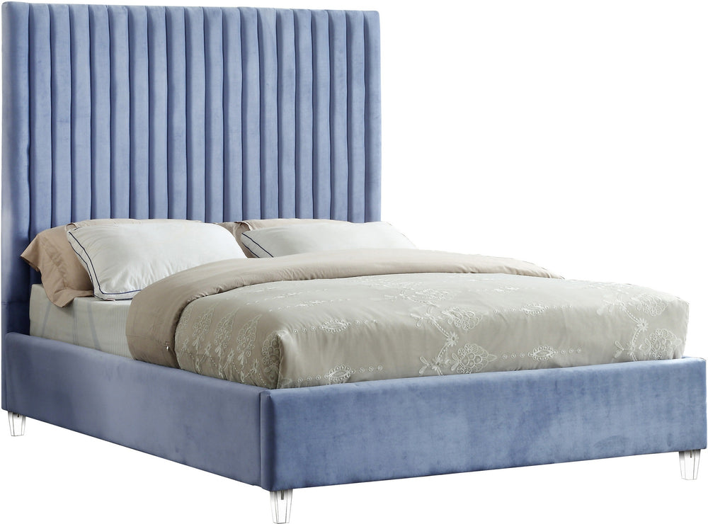 Fredrick King Bed In Sky Blue Velvet