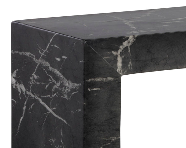 AXLE CONSOLE TABLE - MARBLE LOOK - BLACK