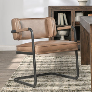 Fonda Leather Dining Chair in Adobe Tan