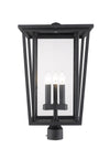 Seoul 3 Light Outdoor Post Mount Fixture in Black Finish