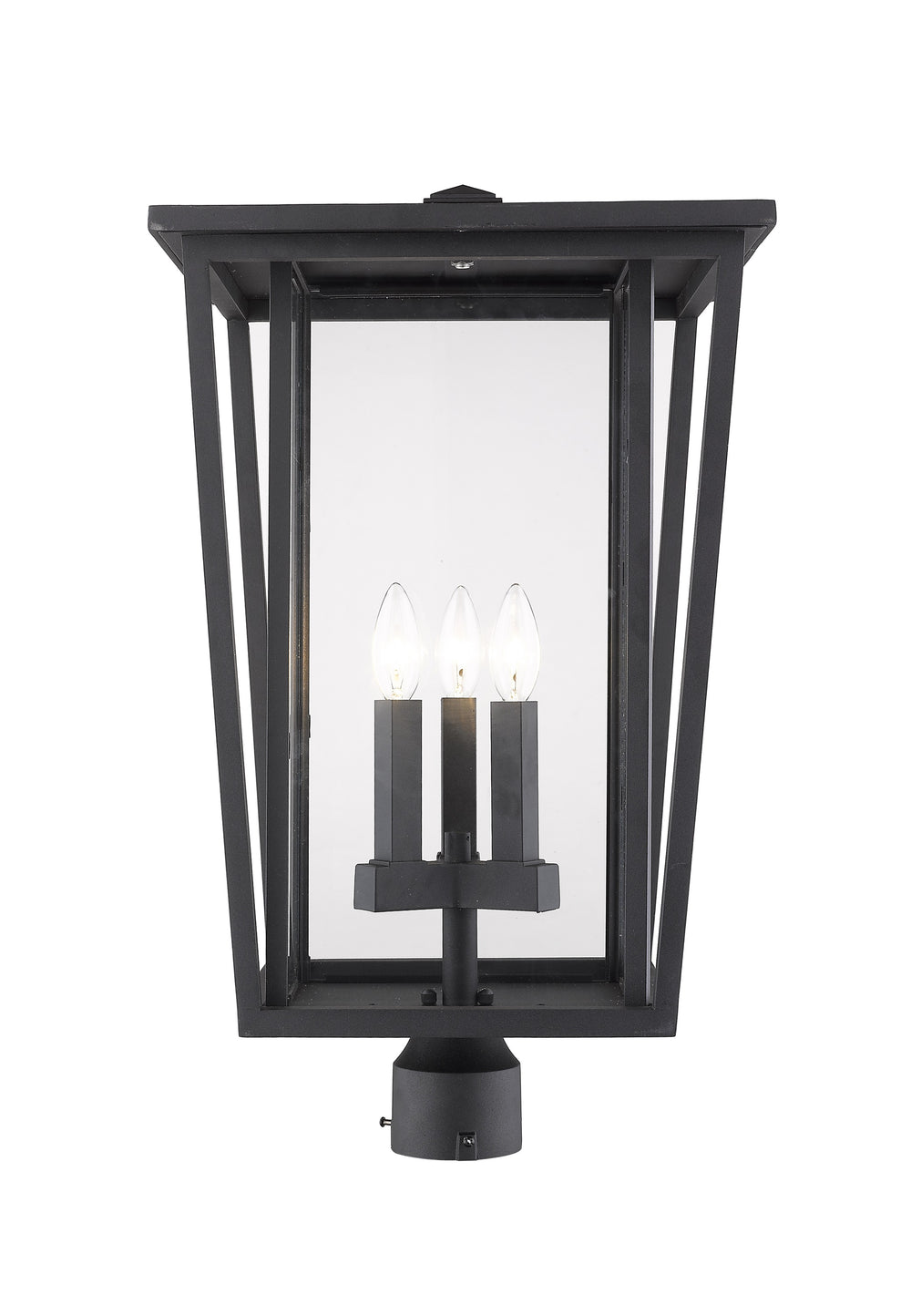 Seoul 3 Light Outdoor Post Mount Fixture in Black Finish