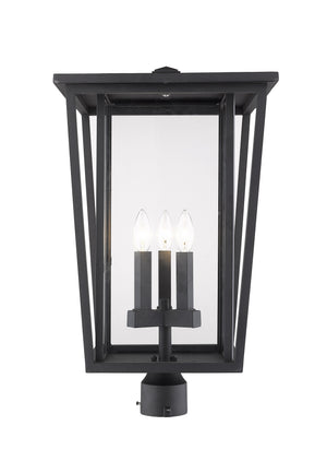 Seoul 3 Light Outdoor Post Mount Fixture in Black Finish