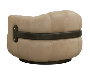 TADEO SWIVEL ARMCHAIR - DARK BROWN - SAHARA SAND LEATHER