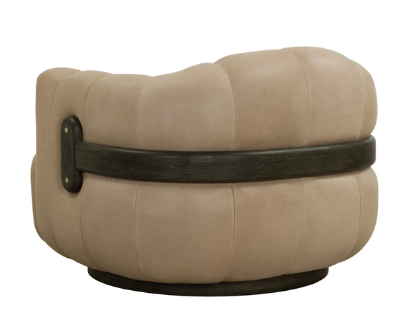 TADEO SWIVEL ARMCHAIR - DARK BROWN - SAHARA SAND LEATHER