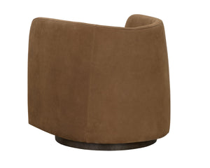 EMILIE SWIVEL LOUNGE CHAIR - NUBUCK CARAMEL LEATHER