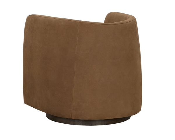 EMILIE SWIVEL LOUNGE CHAIR - NUBUCK CARAMEL LEATHER