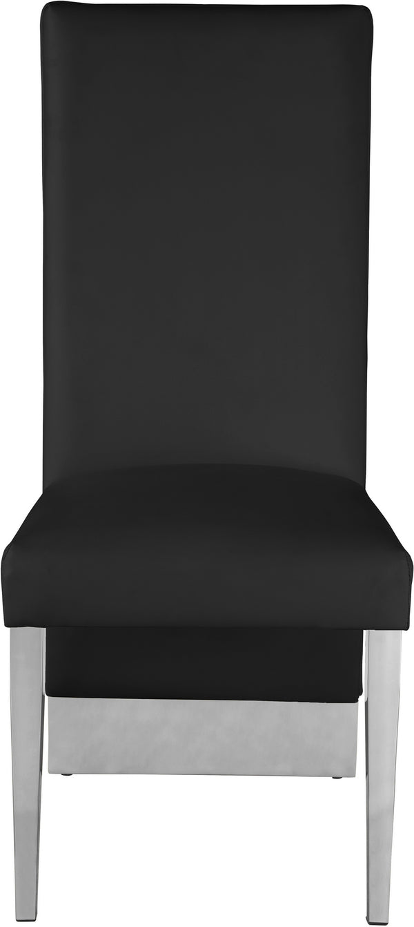 Stanley Dining Chair In Black Faux Leather and Chrome