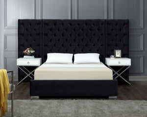 Irene Queen Bed In Black Velvet