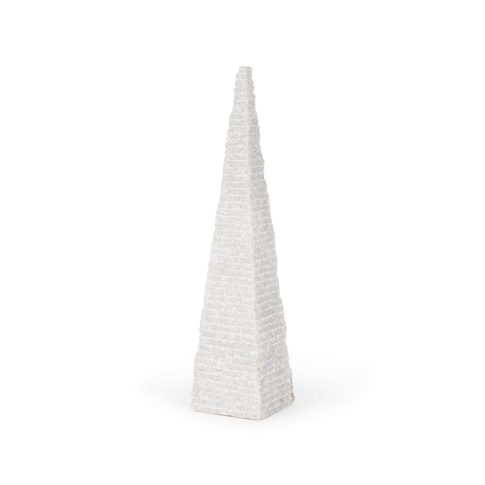 Pyramis White Rough Marble Obelisk 16"
