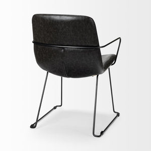 Sawyer II Black Faux-Leather Seat Black Iron Frame Dining Chair