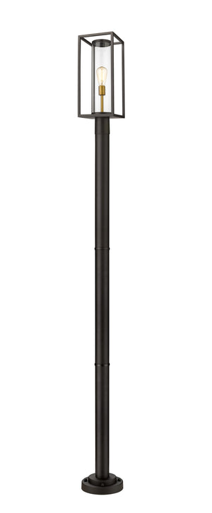Dunbroch 1 Light Outdoor Post Mounted Fixture in Deep Bronze + Outdoor Brass Finish