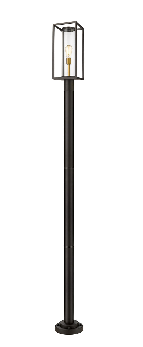 Dunbroch 1 Light Outdoor Post Mounted Fixture in Deep Bronze + Outdoor Brass Finish