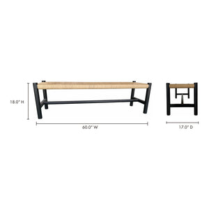 Moe's Hawthorn Large Bench Black with Woven Seat