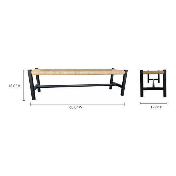 Moe's Hawthorn Large Bench Black with Woven Seat