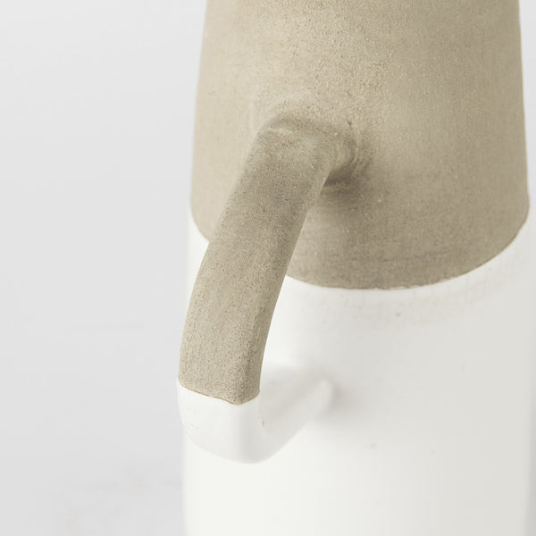 Garand Small 13H Two-Toned White Natural Ceramic Jug