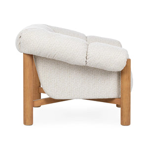 Sansa Upholstered Accent Chair in Cream with Oak Frame