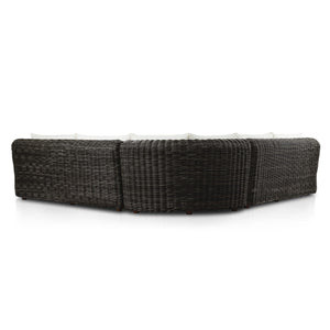 Messina Outdoor 3-Piece Sectional In Natural Teak-FSC-Venao Ivory-Chunky Charcoal Woven